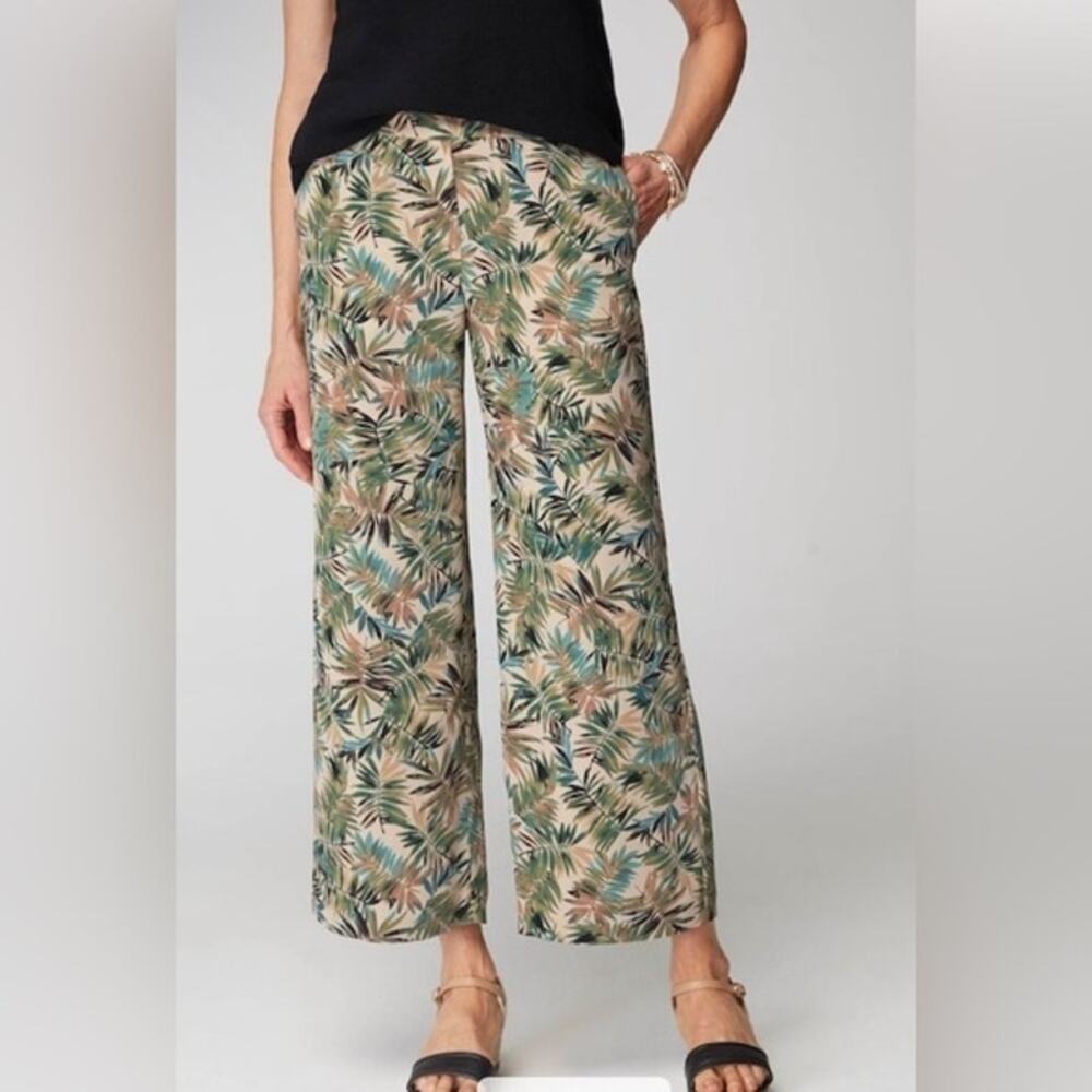 J. jill Wearever Collection Easy-Care Wide-Leg Crop pants Palm print M